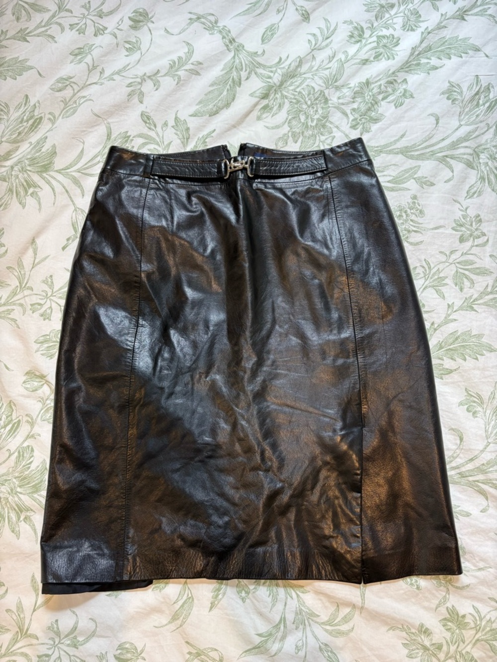 Black Leather Pencil Skirt - Classic Women's Skirt